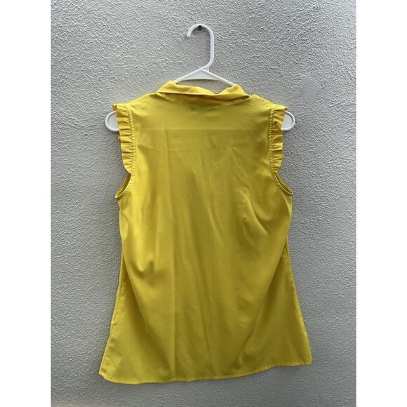 Tommy Hilfiger Womens Tank Top Size Medium Button Up Solid Yellow Necktie - Picture 7 of 12